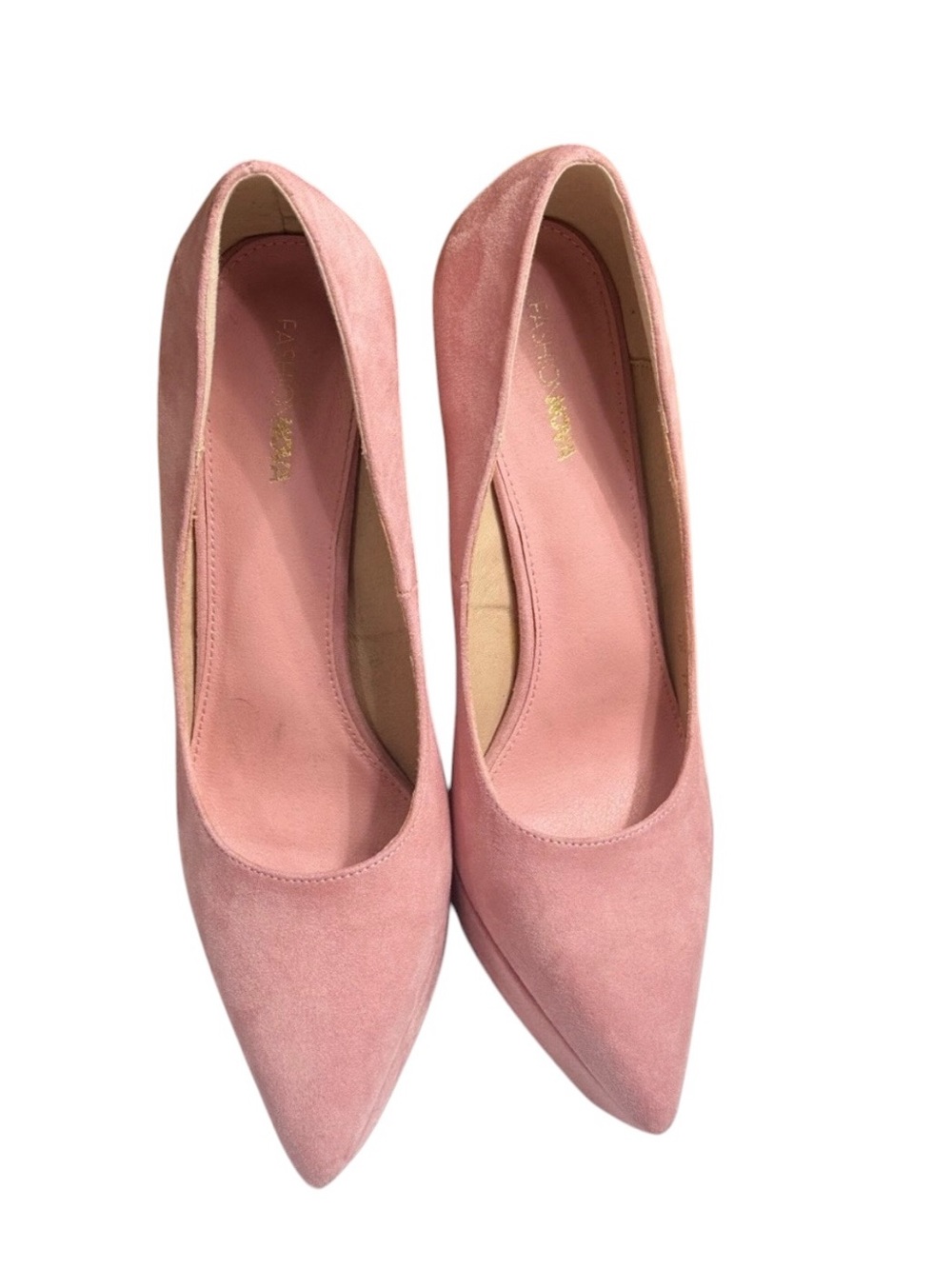 Fashion Nova Pink Faux Suede Pointed Toe Heels – Size 11